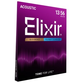 Elixir Strings, Acoustic Guitar Strings, 80/20 Bronze with POLYWEB Technology, Longest-Lasting Warm Tone with Comfortable Feel, 6 String Set, Medium 13-56