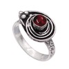 JEWELSTREZORO Cabochon-Granat Edelstein-für Herren und Damen,Geschenkartikel, 925er-Sterling Silber Band Ring
