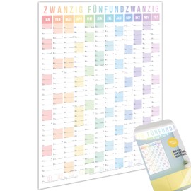 heaven+paper Year Planner 2025 A1 Wall Calendar Vertical 2025 Large (+ 80 x 60 cm) Folded Door Calendar 2025 Wall Planner with Holidays, Calendar Weeks Germany (Rainbow, A1/Portrait)