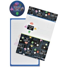 iscream Paquete de 8 tarjetas de notas plegables listas para enviar - Retro Gamer