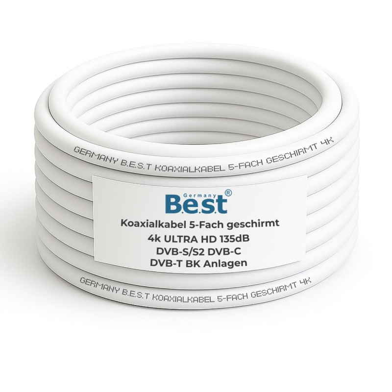 Germany B.e.s.t Coaxial Cable 15 m SAT Cable | 4K