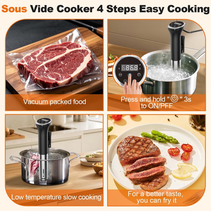 Karienvir Sous Vide, Sous Vide Machine 1100W, Sous Vide Cooker