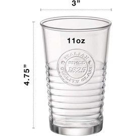 Bormioli Rocco Officina 1825 16 oz. Cooler Drinking Glasses for Cold Drinks, Water, and Cocktails, Set of 4, Clear