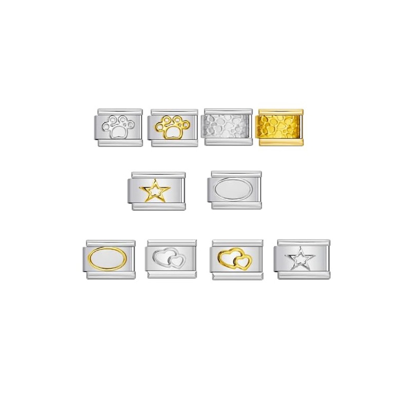 10 Dog Cat Paw Gold Star Starter Bundle Charm Silver