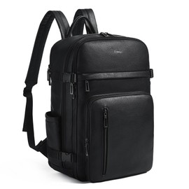 tiamyi Travel Backpack for Women Leather Back pack with 15.6 inch Laptop Compartment, Fashion Ladies Computer Backpack, Black