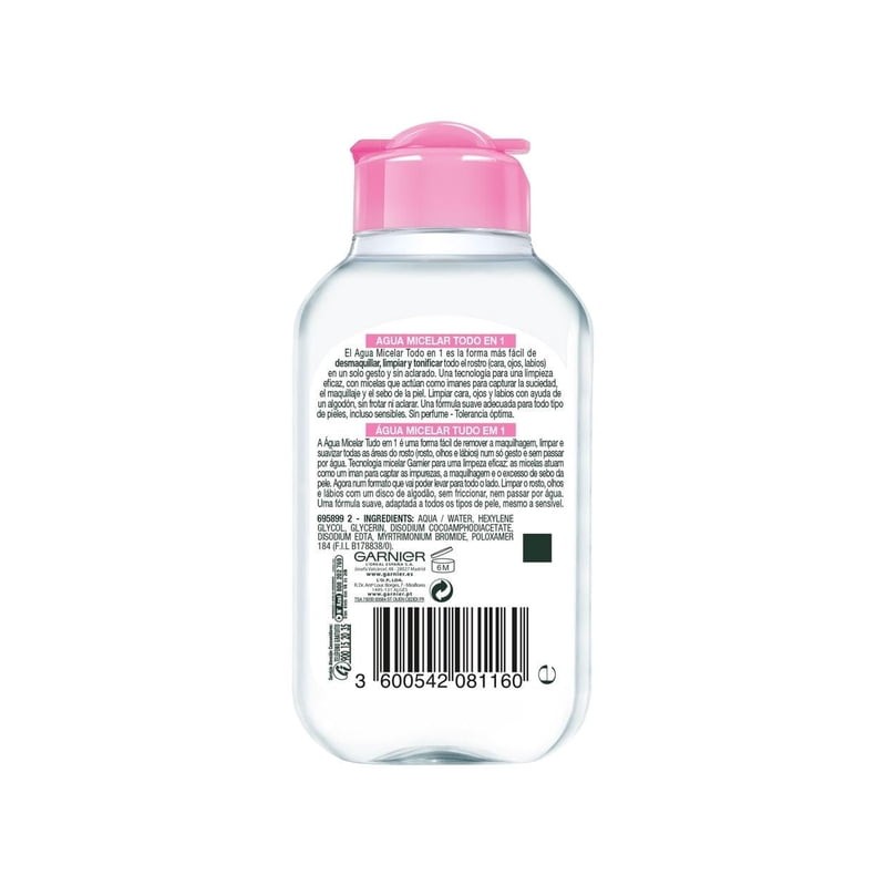 Agua micelar Garnier SkinActive todo en 1 100 ml