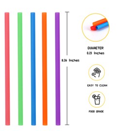 300 Pcs Colorful Plastic Straws, Disposable Drinking Straws, 8.26" Long and 0.23'' Diameter