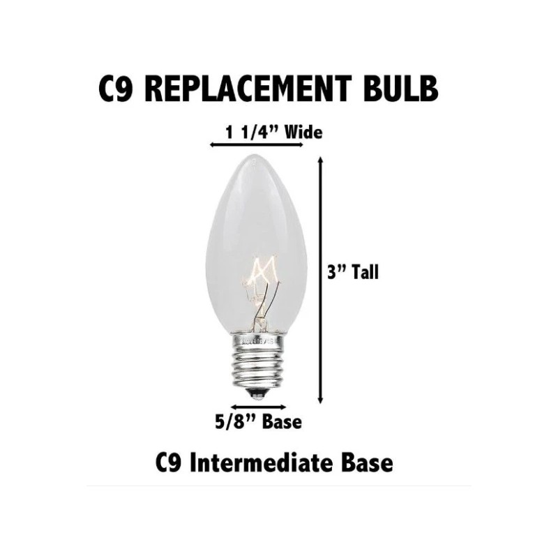 NOVELTY LIGHTS 25 PCS C9 7 WATT LONG LIFE BULBS