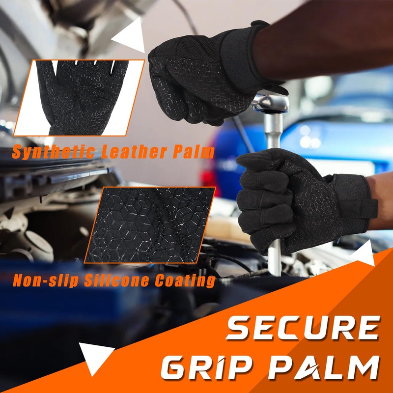 HANDLANDY - Grip Work Gloves for Men and Women, Safety