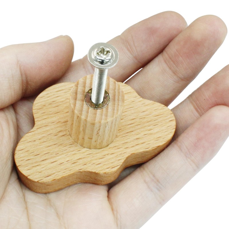 Kemcatui 6 Pack Cloud Wooden Knobs, Decorative Wood Dresser Knobs