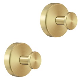 Aphrordity Upgraded Suction Cup Hooks, 2025 New No Drill Towel Hooks for Bathroom Wall, Reusable Stainless Steel Towel Hooks, Hanging up 15lbs Heavy Duty Twist Tight Suction Cups Hooks, 2 Pack, Gold