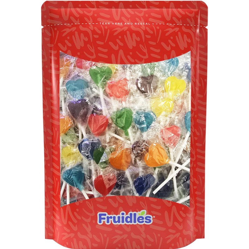 Fruidles Lollipops Mini Heart Shaped Flavored Delicious Lollipop, Individually Wrapped,
