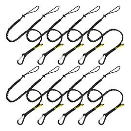 BearTOOLS Tool Lanyard with Standard Spring Carabiner and Adjustable Loop End, 90cm Length, Maximum Weight Limit 8KG / 17.6lb, Fall Restraint with Shock Cord Stopper, 10 Pack (Black 0919S)