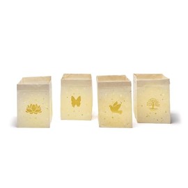 Lichttüten natur Set 1: Lotus, Schmetterling, Taube, Lebensbaum