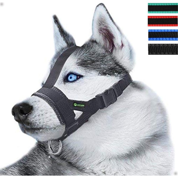 ILEPARK Nylon Dog Muzzle with Head Strap for Small, Medium,