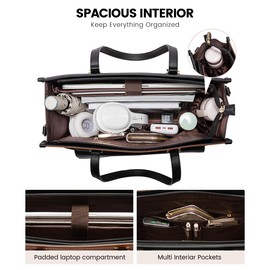LOVEVOOK Laptop Bag for Women, 17.3'' Laptop Tote Purse 2-in-1 Professional Work Bag Business Briefcase with Clutch Purse, Waterproof Leather Computer Handbag for Teacher Office Travel