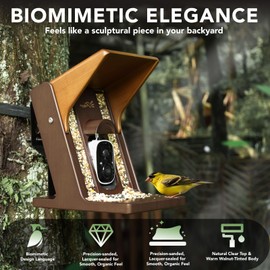 Gallnack Smart Bird Feeder with Camera Outdoors, Biomimetic Design, 2K Video, AI Identify Bird Species & Instant Notifications, Vicohome App and Anti Squirrel Alarm, Solar Powered, Gift for BirdLovers