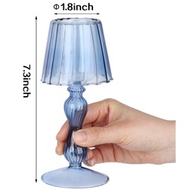 Gurfuy Navy Blue Glass Votive Candle Holders - Glass Hurricane Candleholders Crystal Decorative Lamp Shaped Candle Stand for Table Wedding Dinning Centerpieces Party Supplies Festival Windowsill