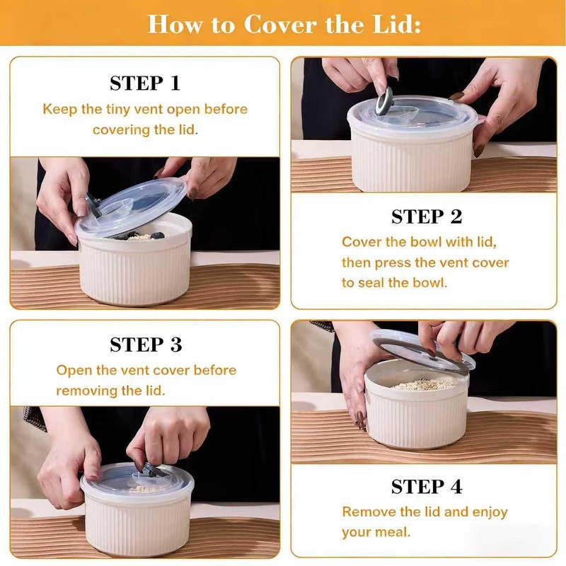 14 oz Ceramic Ramekins with Lids, Set of 4 Oven