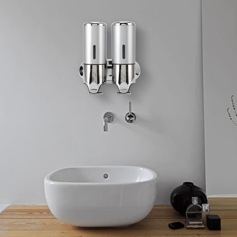 Soap Dispenser Dual Pump 1000ml Wall Mounted Easily Refilled Reusable