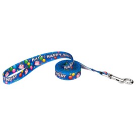 Country Brook Petz™ 1/2 Inch Blue Happy Birthday Dog Leash Closeout - 6 Foot