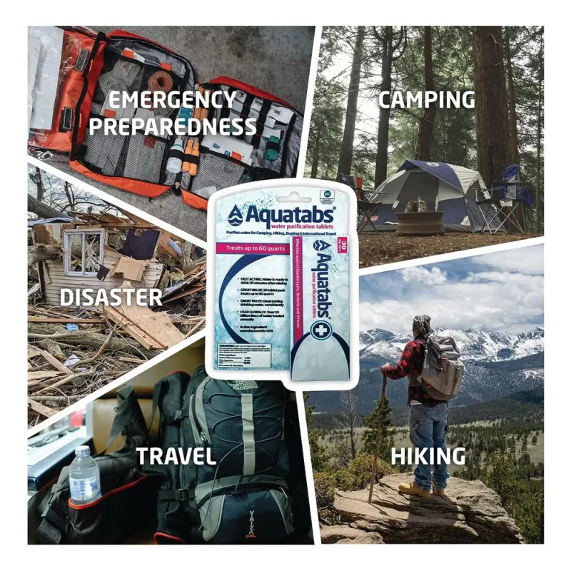 Tabletas purificadoras de agua Aquatabs de 49 mg (paquete de