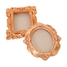 BIUDECO 2pcs Display Frame Picture Frames Place Card Holder with Magnet Fridge Magnet Magnetic for Refrigerator Golden Resin