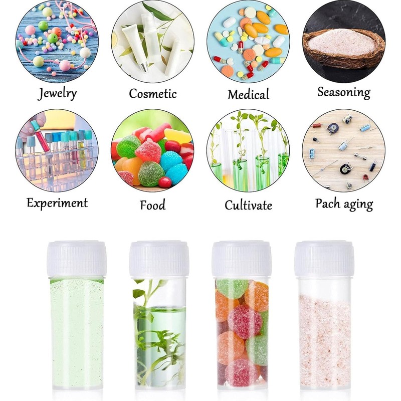 MZOYOURO 50Pcs 5 ml Plastic Sample Bottles, Small Vial Storage