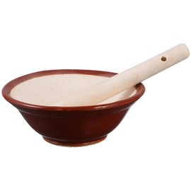 Garneck 1 x Traditional Grinding Bowl for Kitchen Mortar Container with Wooden Pestle for Chopping Spices and Garlic Elegant Kitchen Decoration