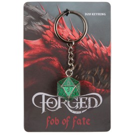Forged Dice Co. Fob of Fate Metal D20 Dice Keychain - Standard Size D20 with Forged Gaming Logo - Removable from Chain