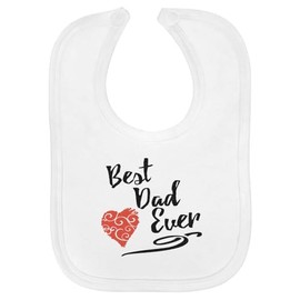 Azeeda 'Best Dad Ever With Red Heart' Soft Cotton Baby Bib (BI00058707)