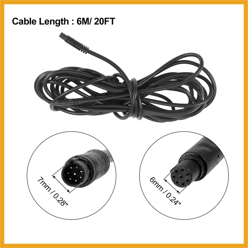 Partuto 8 Pin 20ft 6m Backup Camera Extension Cable Dash