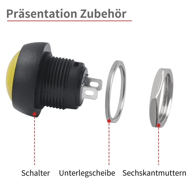 APIELE Pack of 24 12 mm Momentary Button Switch Waterproof