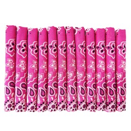 HankieWorld Bandanas Gift Set 12 Pack Soft Thin Handfeel Cotton Bandanna Scarf for men（12 Pack-Hot Pink）