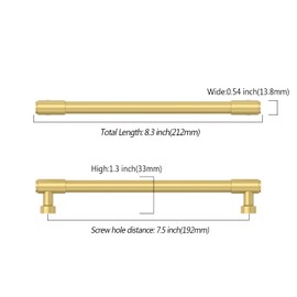 Asidrama 10 Pack 7.5 Inch(192mm) Brushed Gold Kitchen Cabinet Handles, Cabinet Pulls Kitchen Cabinet Hardware for Cupboard Drawer Pulls