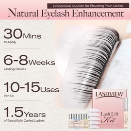 LASHVIEW Kit de levantamiento de pestañas y cejas, kit profesional de permanente de pestañas y set de pestañas y cejas, levantamiento rápido y coloración voluminosa, regalos para mujeres, calidad de s