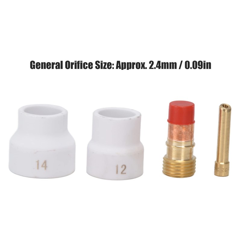 LiebeWH 4pcs TIG Gas Lens Kit White Ceramic Nozzle Short