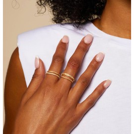 FAONDU Gold Stackable Rings for Women Non Tarnish Rings Stack Dainty 14k Gold Plated Thin Cubic Zirconia Ring Set Trendy Gold Knuckles Thumb Ring Engagement Band Ring Jewelry Size 6 7 8 9 10