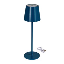 Bloomingville Metal LED Rechargeable Table Lamp with Touch Sensor, Navy Blue