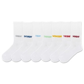 Hot Sox Women's Days of The Week Crew Socks-7 Pair Pack-Colorful Repreve Athetic Gifts, White, 4-10