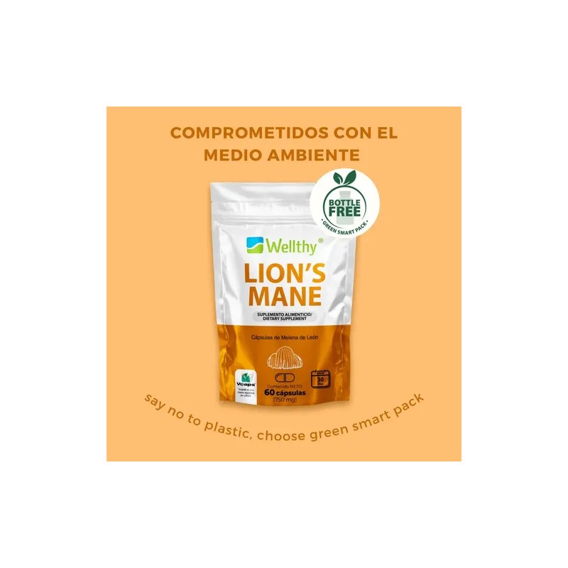 Hongo De Melena De León 60 Cápsulas Wellthy
