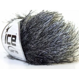 ICE Black & White Long Eyelash Yarn Ice Fun Fur 22748 50 gram