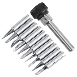 10pcs/Set Soldering Iron Replacement Tips, Copper Solder Iron Tips 900M-T for Soldering Rework Station Tool(10 Tips + 1 retaining Sleeve)