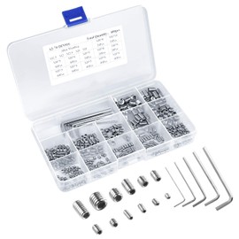 KUUQA 400 Pcs Grub Screws Set Allen Key Screws M3 M4 M5 M6 M8 Stainless Steel Hex Grub Screws Cone Point Set Screw with Key Wrench in PP Box