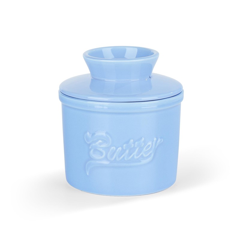 fanquare Porcelain Butter Jar with Lid, French Ceramic Butter Crock