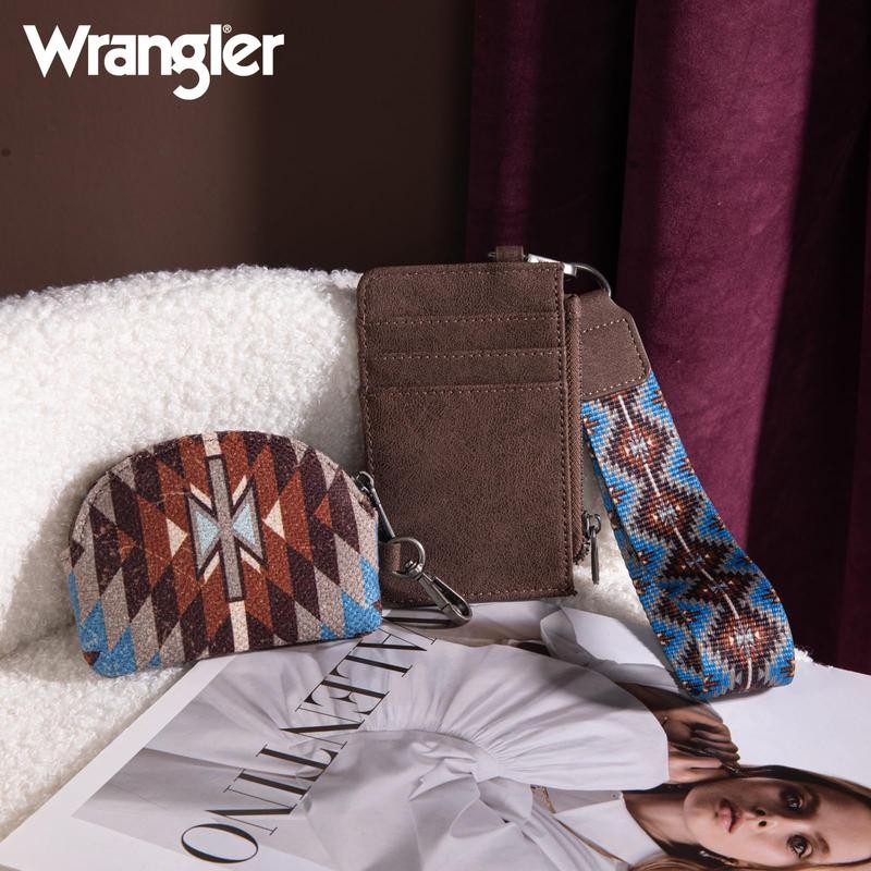 Wrangler Aztec Keychain Wristlet Wallets Western Dual Pouch Wristlet Credit