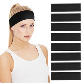 8 Pcs Non Slip Moisture Wicking Sports Headbands For Women Non Slip Sweatbands Soft Cloth Fabric Stretchy Headband Fashion Sports Hair Bands For Women's Hair Daily Workout Yoga Running