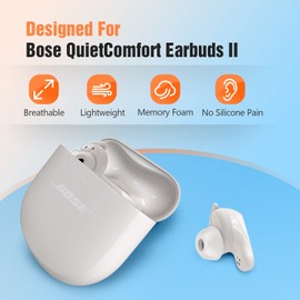 Tang Town Puntas de espuma viscoelástica para auriculares Bose QuietComfort II, sin dolor de orejas de silicona, almohadillas para orejas antideslizantes de repuesto, caben en la funda de carga, reducción de ruido, 3 pares (tamaños mixtos S/M/L, gris)