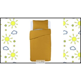 2 Piece Bedding Set Pillowcase+Duvet Cover for Baby Toddler to fit Cot/Cot Bed (Mustard, 90 x 120cm)