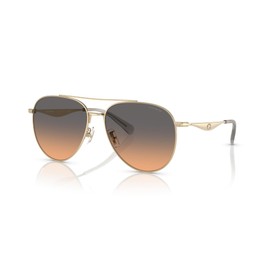 COACH Women's HC7169 Aviator Sunglasses, Shiny Light Gold/Smokey Peach Gradient, 57 mm